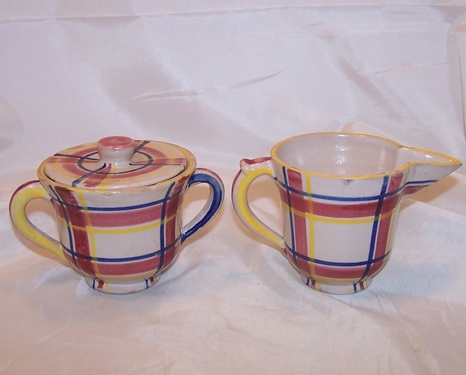 Image 2 of Rubicon Creamer, Sugar Bowl w Lid, Handmade, Rare, Italy