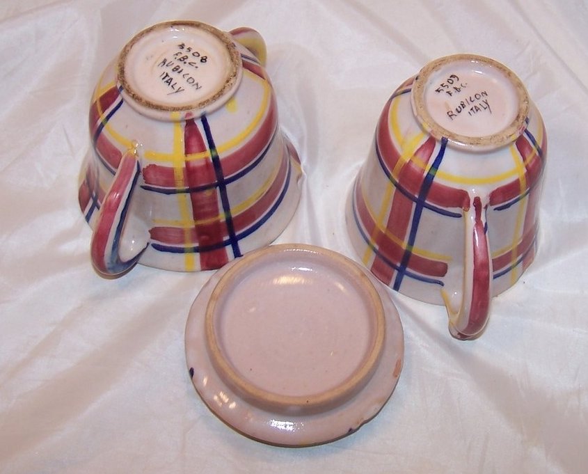 Image 5 of Rubicon Creamer, Sugar Bowl w Lid, Handmade, Rare, Italy