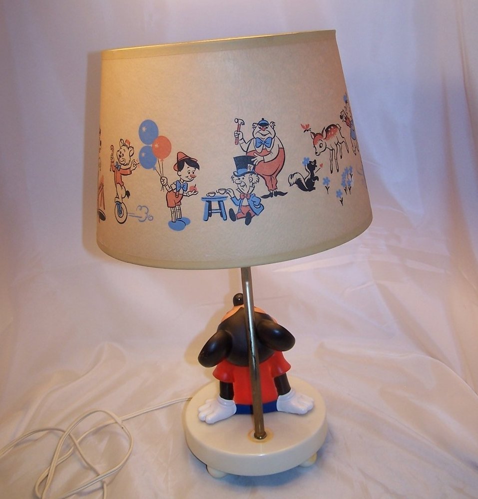 Mickey Mouse Nursery Lamp w Orig Shade, Nightlight, Vintage