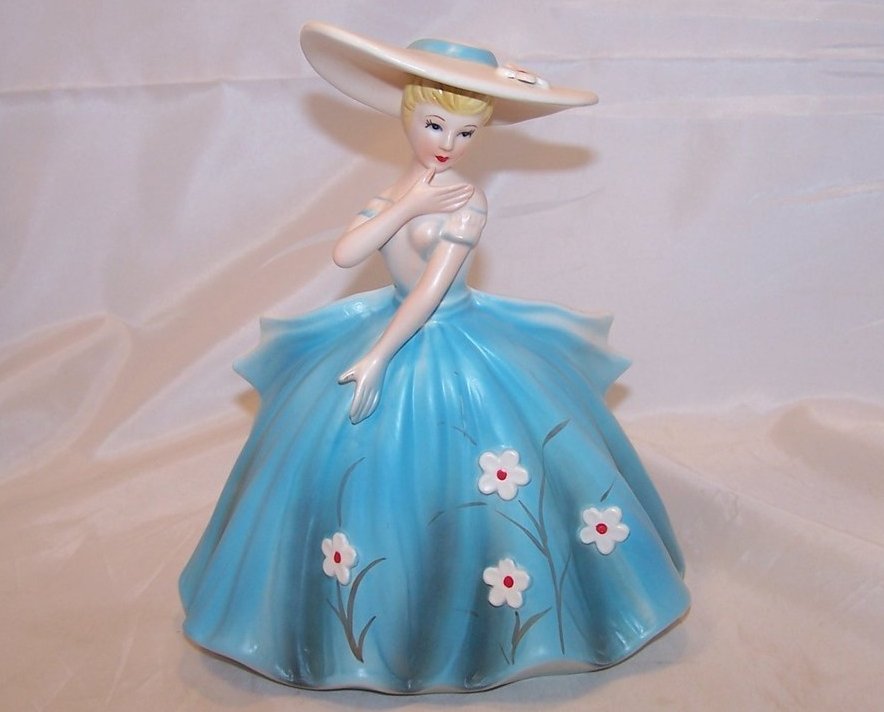 Elegant Lady in Blue Dress Planter, Samson Import Co, 1962