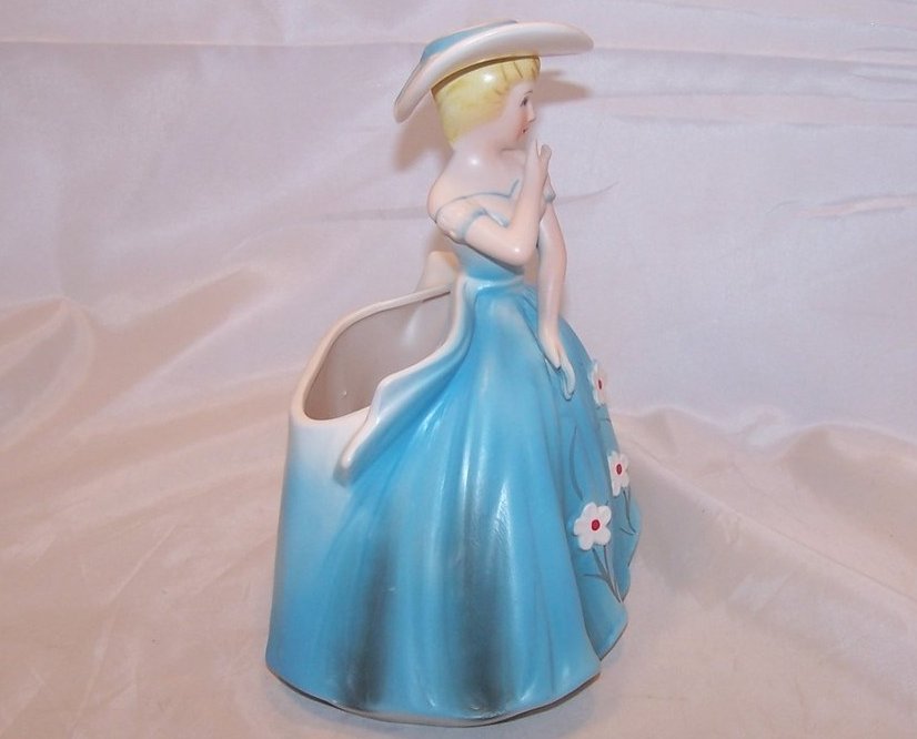 Image 4 of Elegant Lady in Blue Dress Planter, Samson Import Co, 1962