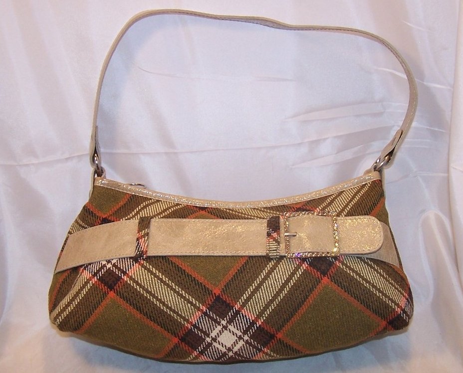 Image 0 of Mussio DeGroot Plaid Purse, Handbag, Rhinestone Buckle