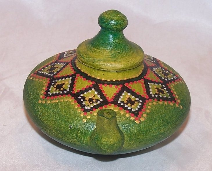 Image 1 of Decorative Patterned, Hand Painted Teapot, Artist Signed