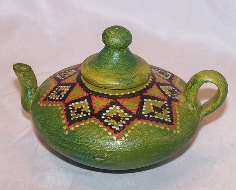 Image 2 of Decorative Patterned, Hand Painted Teapot, Artist Signed