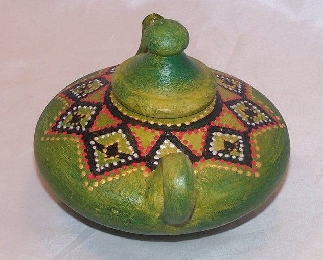 Image 3 of Decorative Patterned, Hand Painted Teapot, Artist Signed