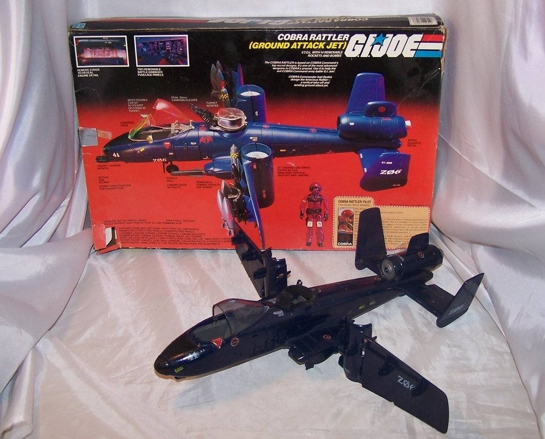 Image 1 of GI Joe Cobra Command Rattler Jet w Box, Hasbro 1984