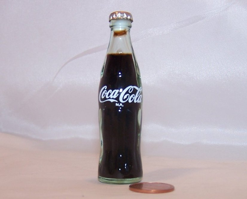 Image 0 of Miniature Coca Cola, Coke Ridged Bottle, Filled, 3 Inches