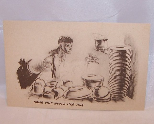 Image 0 of Home Wuz Never Like This, WWII Marshall Davis Unused Postcard