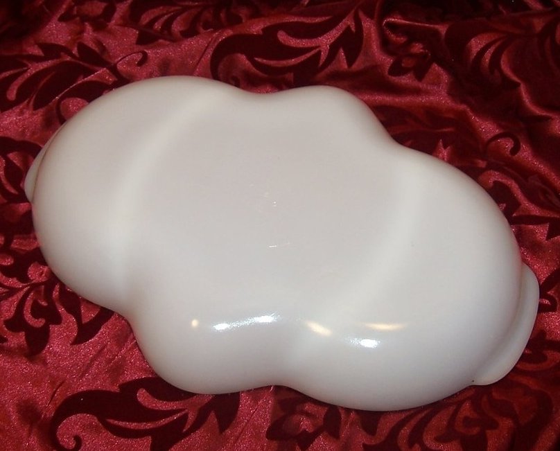 Image 1 of Milk Glass w Gold Serving Dish, Appetizer Dish, Fire King