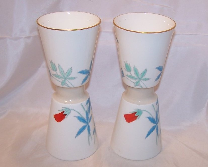 Image 1 of Nippon Toki Kaisha Red Flower Vase Set, Noritake Japan