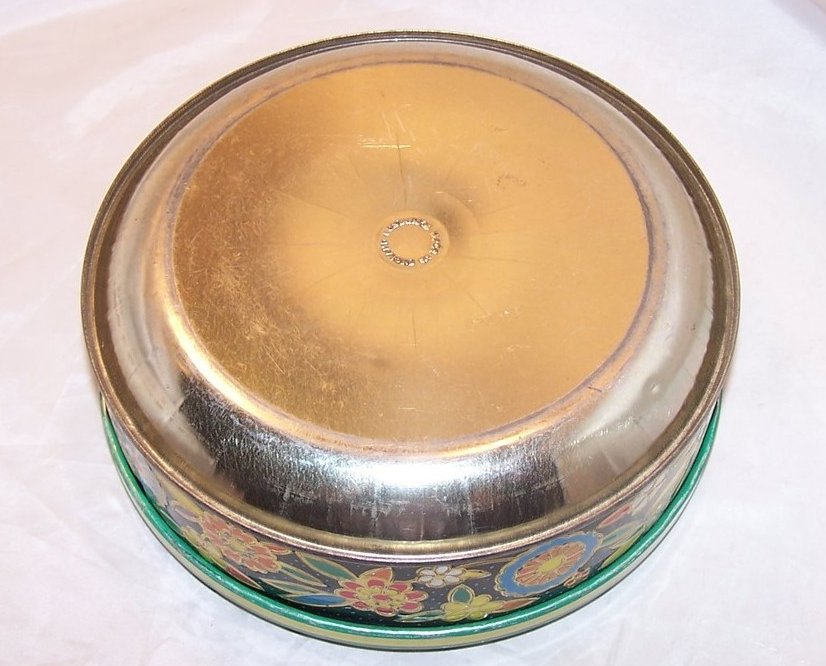 Image 5 of Flower Tin, Bright, Colorful Round Lidded, England