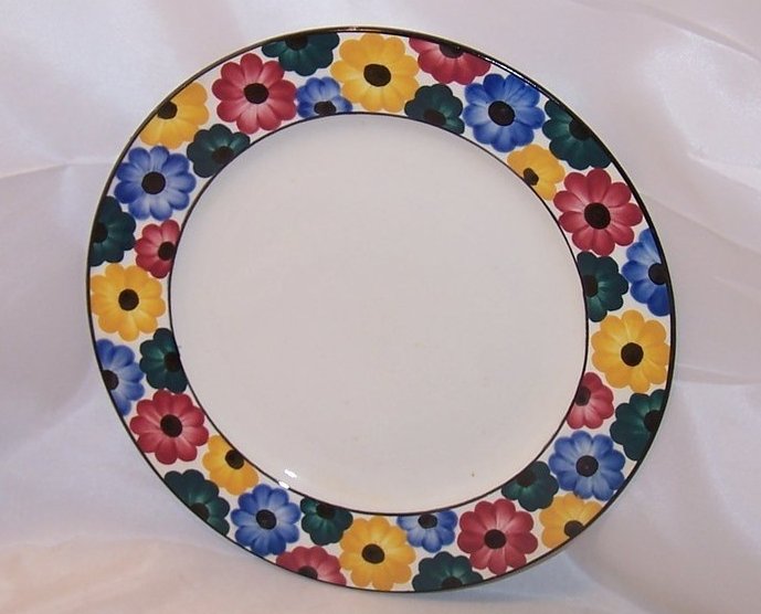 Image 1 of Ges Gesch Multicolor Flower Border Plates, Vintage Germany