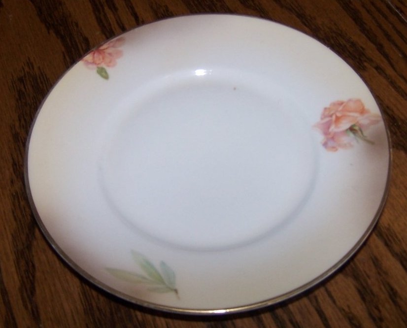 Image 0 of Royal Rudolstadt Pink Rose, Brown Edge Bread, Dessert Plate