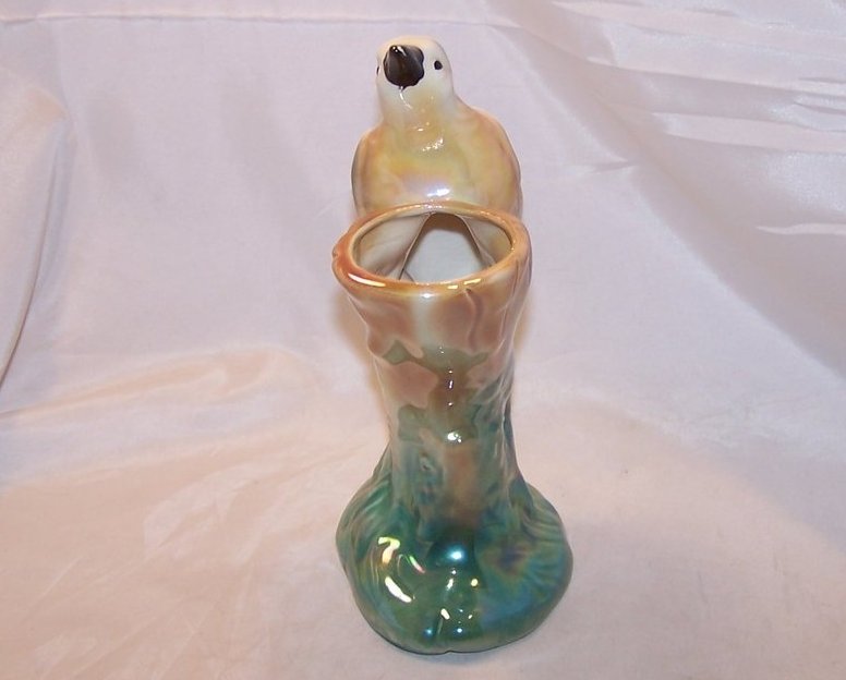 Image 1 of Graceful Woodpecker Bird and Tree Vase, Opalescent