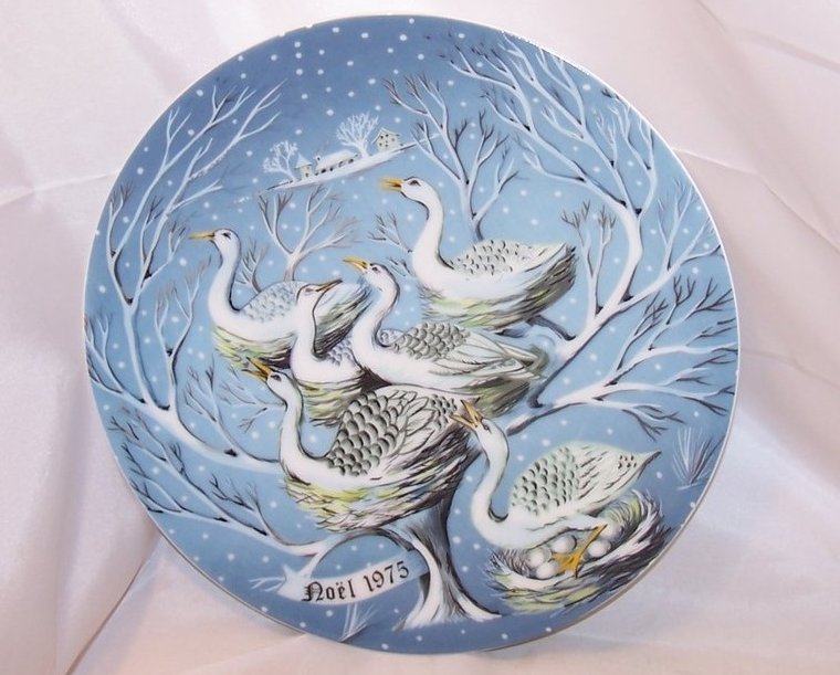 Image 0 of Christmas Haviland Limoges Six Geese A Laying Plate, 1975