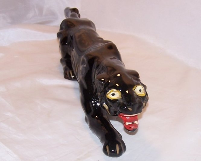 Image 3 of Large Prowling Black Panther Figurine Vintage Japan Japanese