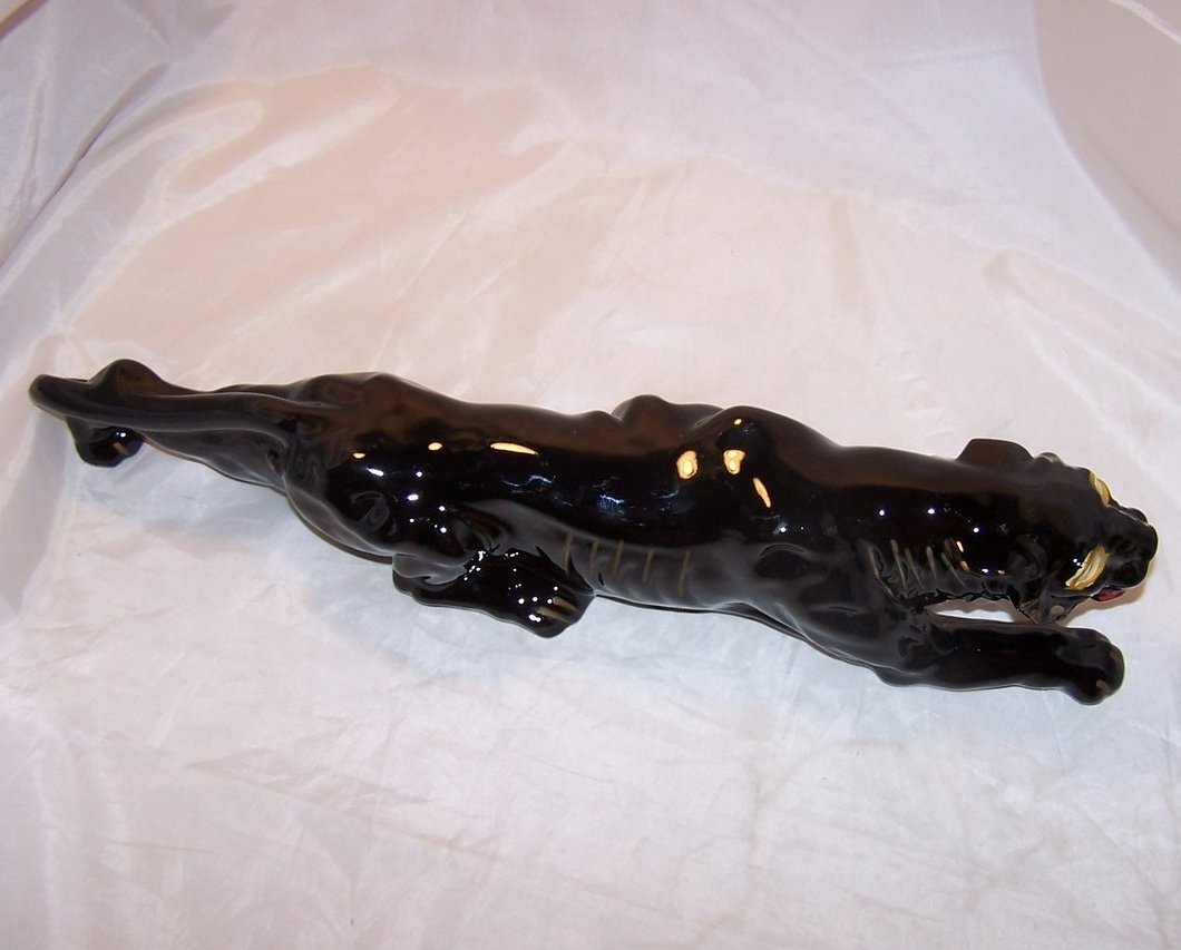 Image 4 of Large Prowling Black Panther Figurine Vintage Japan Japanese