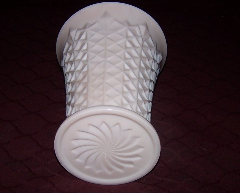 Image 4 of Jeannette Pink Milk Glass Vase, Jeannette Glass Co., ca 1957