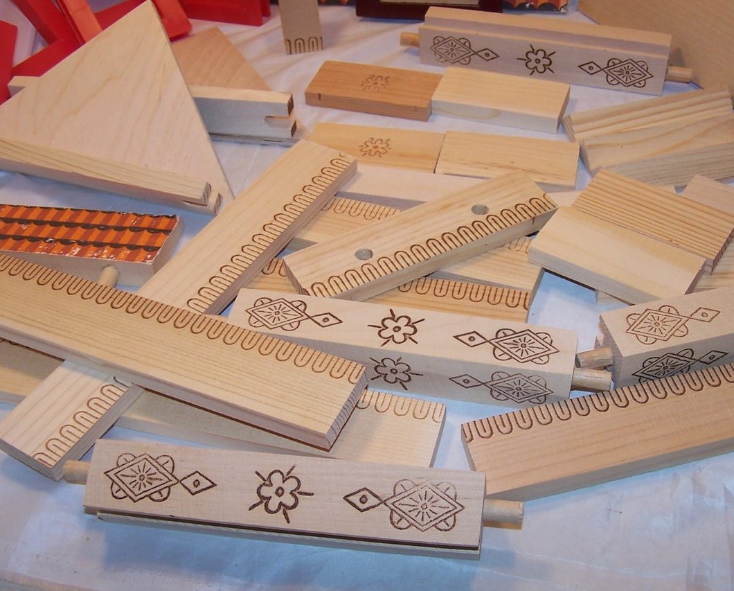 Image 3 of Russian Building Block Set, 30 plus Pieces, Wood and Plastic