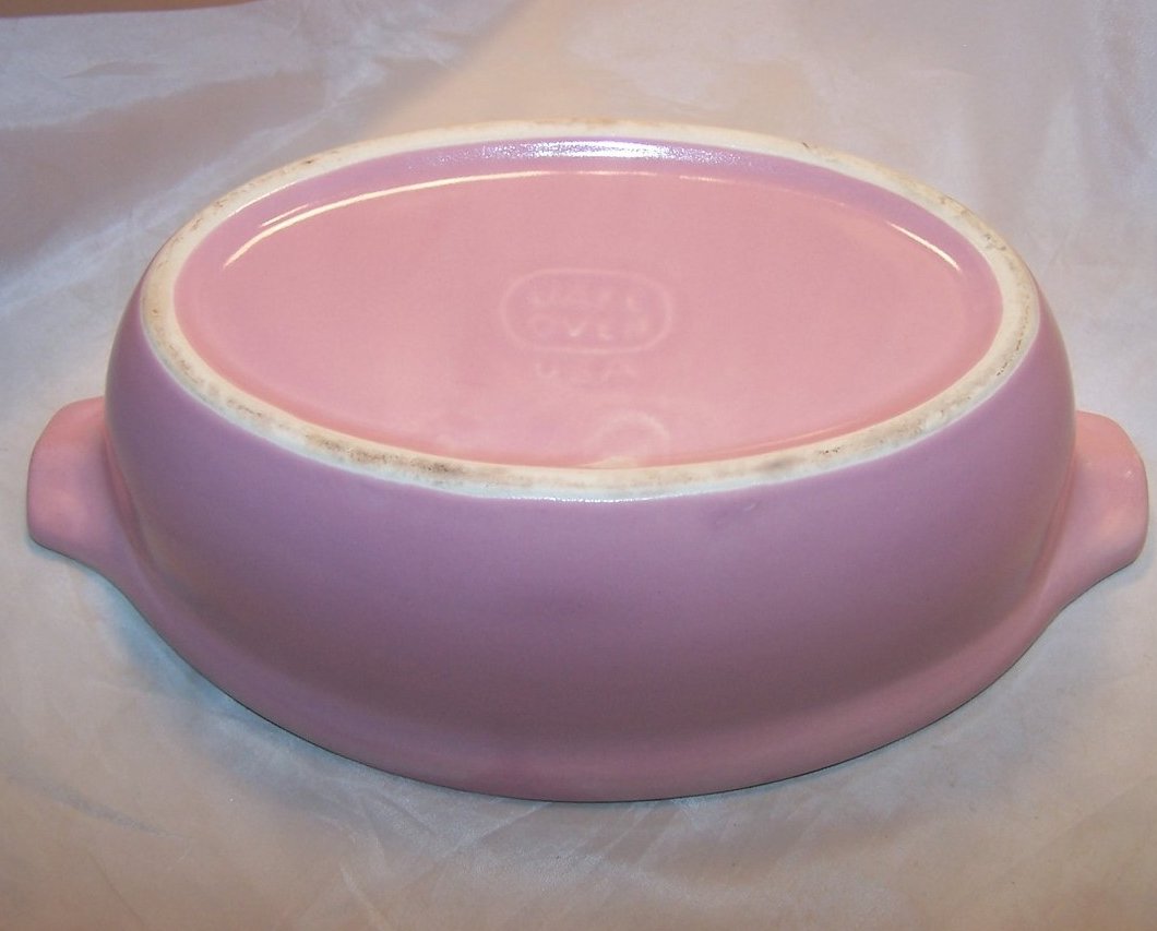 Image 5 of Pink and Black Casserole, Covered Baking Dish, Vintage Cronin