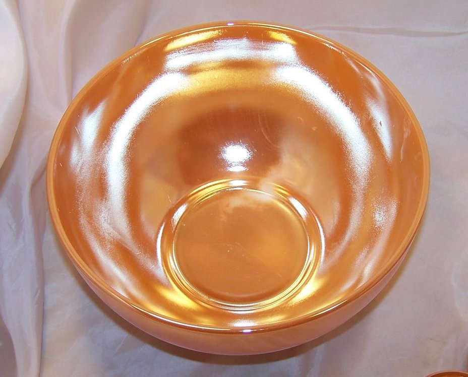 Image 2 of Egg Nog Punch Bowl, Mugs, Peach Lustre, Fire King