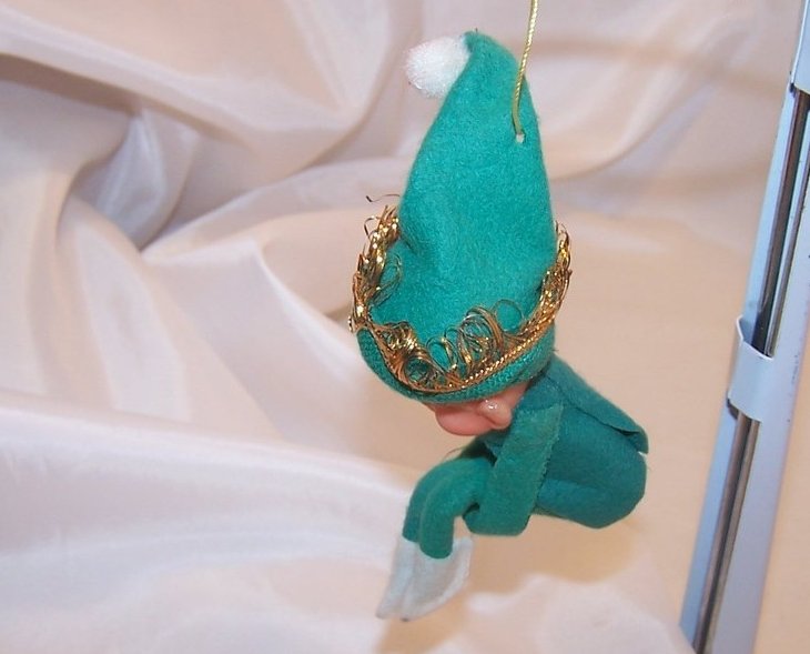 Image 2 of Shelf Elf, Green w Gold, Christmas Ornament, Japan Japanese