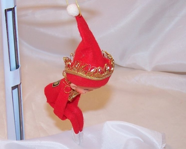 Image 3 of Christmas Winking Shelf Elf, Red w Gold, Japan