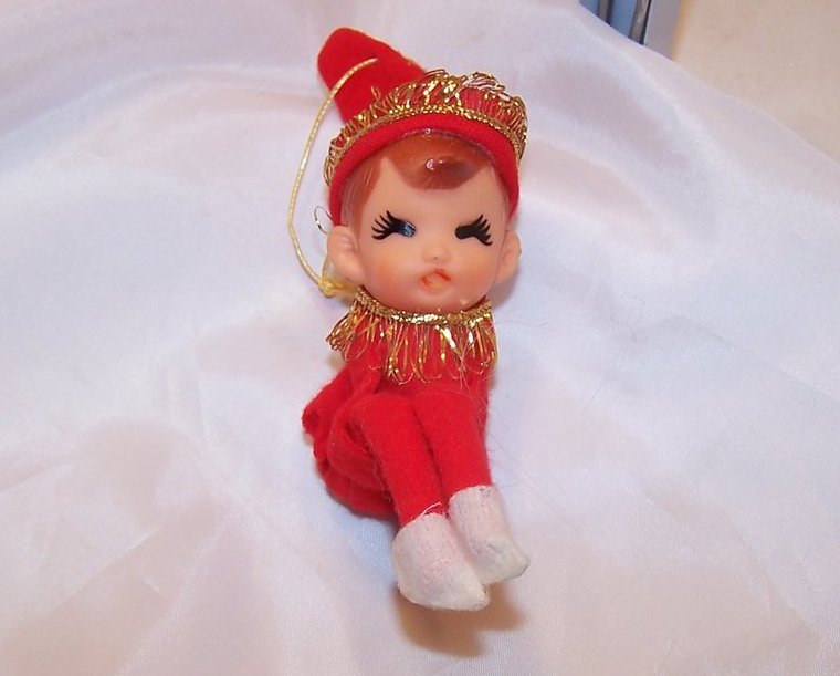 Image 0 of Christmas Shelf Elf, Red w Gold, Ornament, Japan