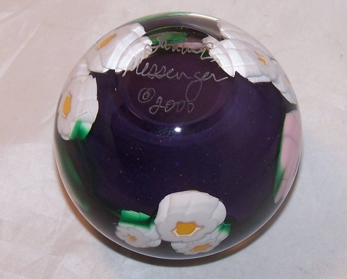Signed Glass Pen Holder, Paperweight, Shaune Messenger, 2000