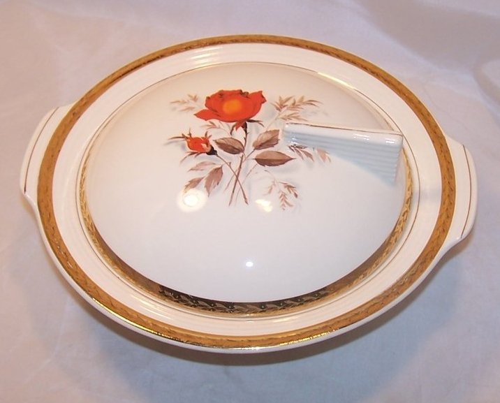 Image 2 of Vermillion Rose American Limoges Vegetable Bowl, Vintage