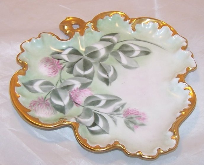 Image 2 of Purple Clover Scalloped Serving Dish w Gold Edge, MJ