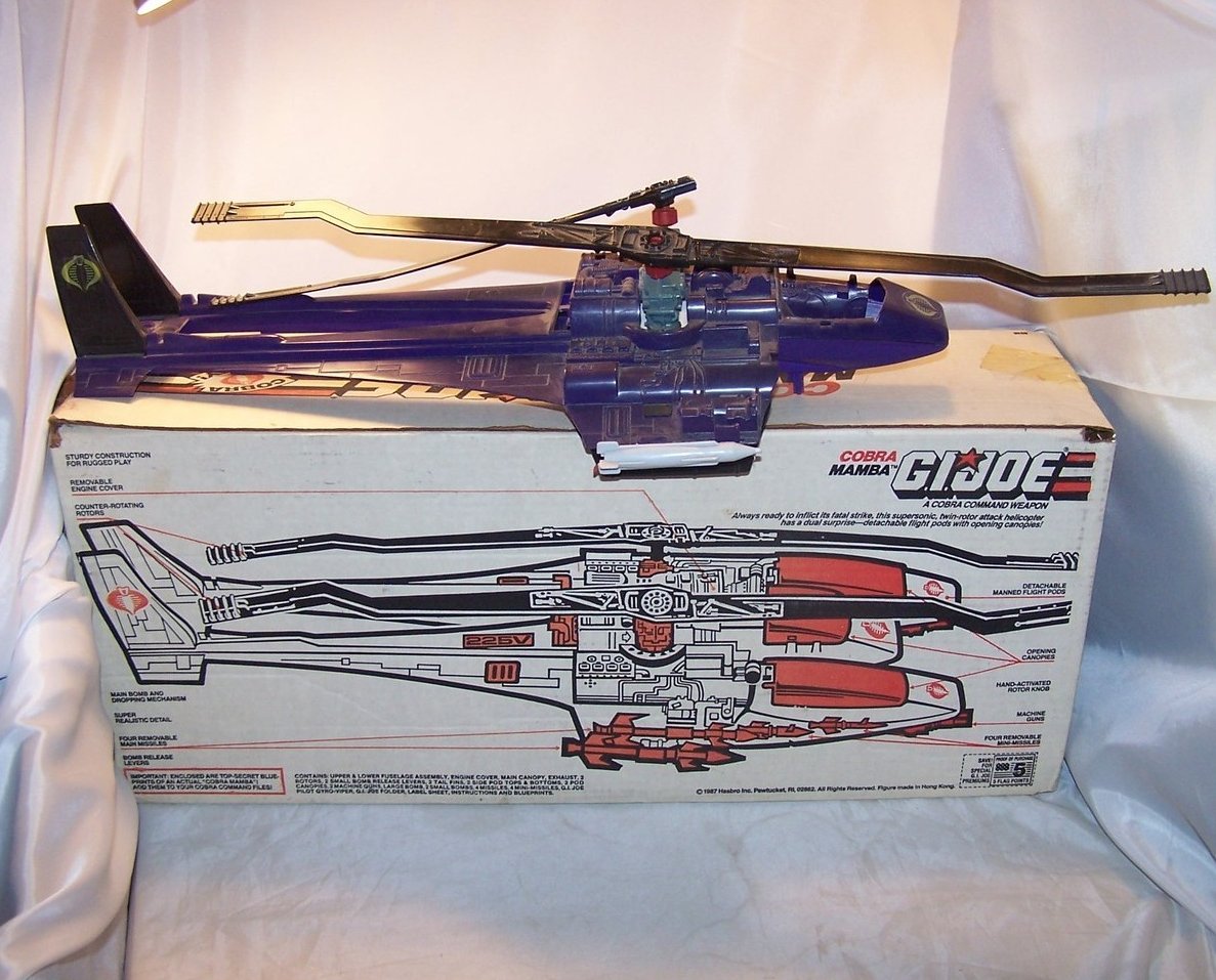 Image 3 of GI Joe Cobra Large Mamba Helicopter w Box, Hasbro 1987