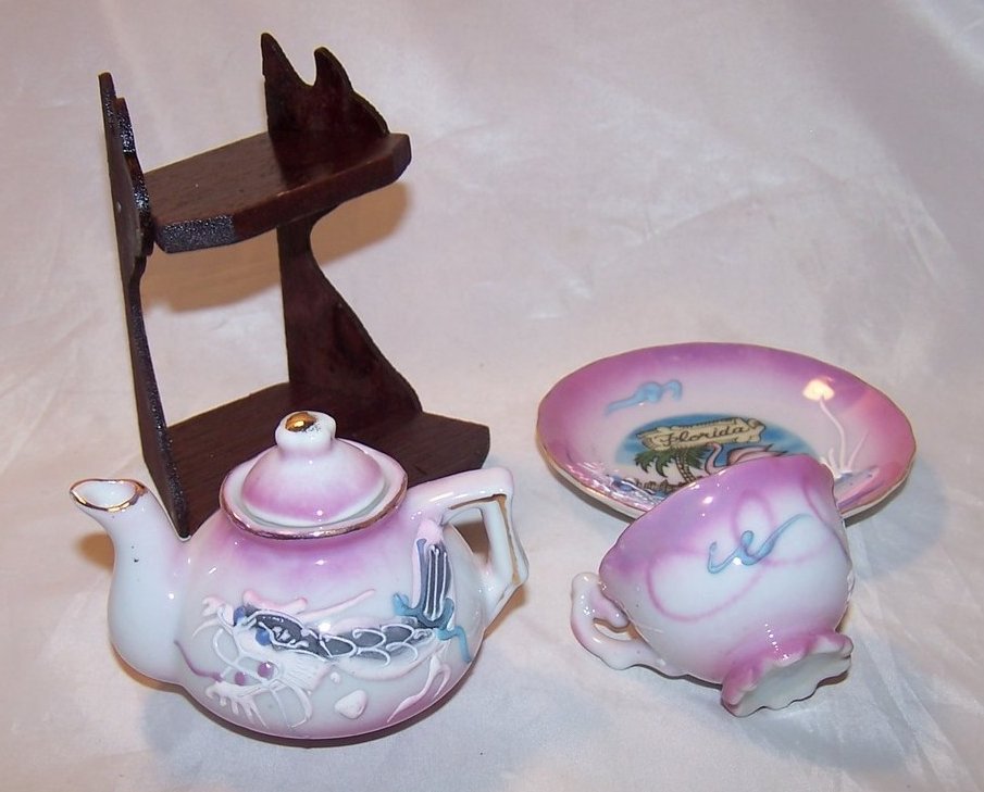 Image 3 of Dragonware Teacup, Saucer, and Teapot, Florida Souvenir