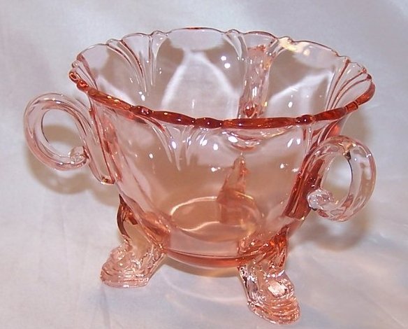 Image 0 of Elegant Depression Glass Footed Sugar Bowl, Pink, Heisey