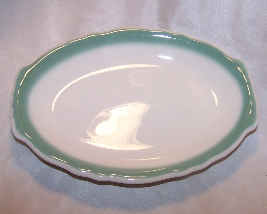 Image 1 of Homer Laughlin Best China, Two Small Green Rimmed Rim Plates