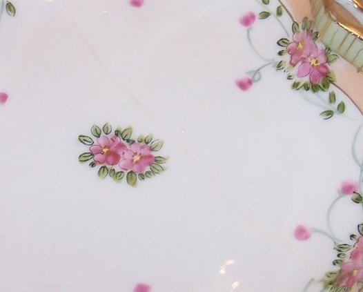 Image 2 of Pink, Gold, Green Imperial Nippon Raised Star Serving Dish