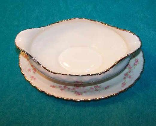 Image 2 of Pope Gosser Gravy Boat w Attached Underplate Florence, China