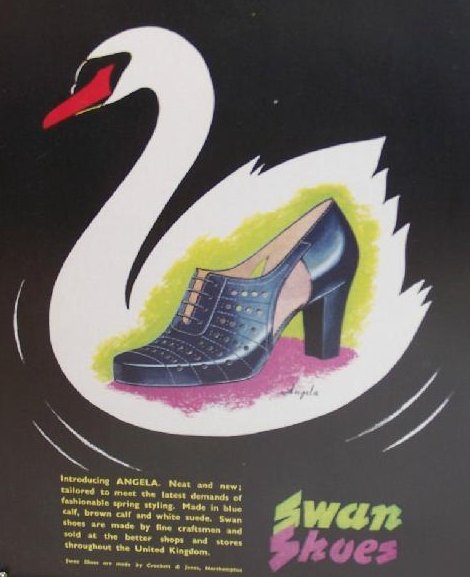 Image 1 of Swan Shoes Vintage England Magazine Ad Framed Authentic