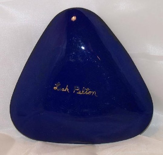 Image 1 of Leah Pelton Enamel Clad Copper Blue Flower Triangle Bowl