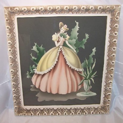 Victorian Lady in Pink Yellow Dress, Turner Print Lithograph