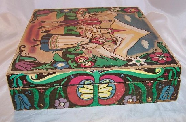 Image 1 of Swiss Keepsake Candy Wood Box, Switzerland, Antique