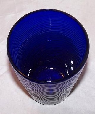 Image 1 of Cobalt Blue Handblown Glass Cup, Tumbler w Tight Swirl