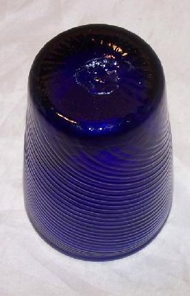 Image 2 of Cobalt Blue Handblown Glass Cup, Tumbler w Tight Swirl