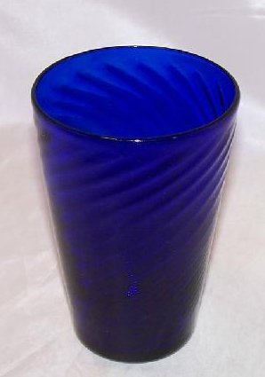 Cobalt Blue Handblown Glass Cup, Tumbler w Gentle Swirl