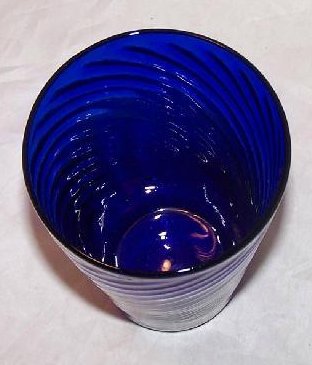 Image 1 of Cobalt Blue Handblown Glass Cup, Tumbler w Gentle Swirl