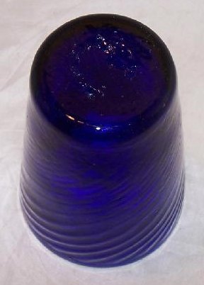 Image 2 of Cobalt Blue Handblown Glass Cup, Tumbler w Gentle Swirl