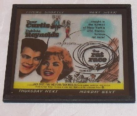 The Rat Race Movie Ad Glass Slide, Curtis, Reynolds, 1960