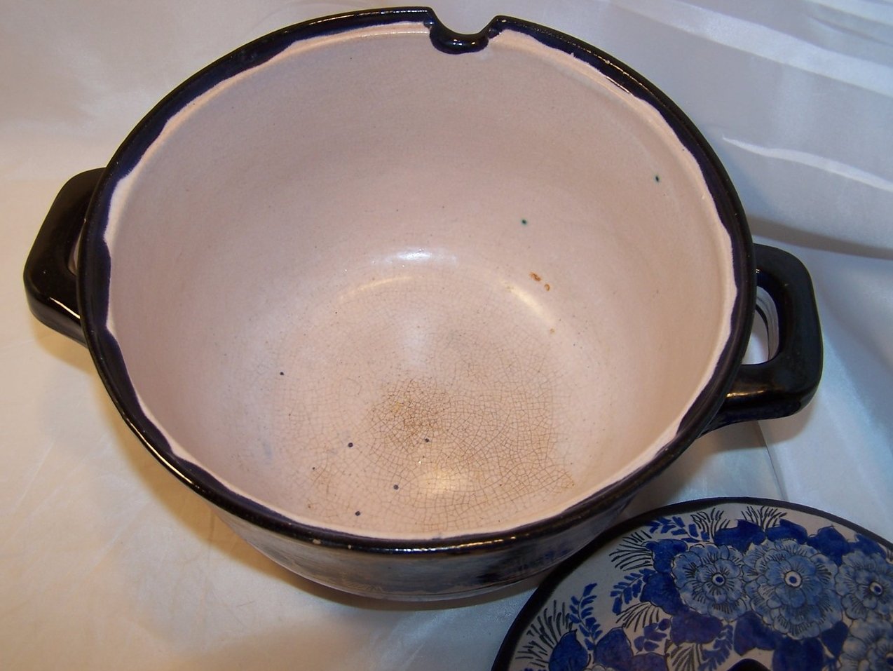 Image 2 of Soup Bowl w Lid, Serving Plate, Blue Flowers, Vintage GVH