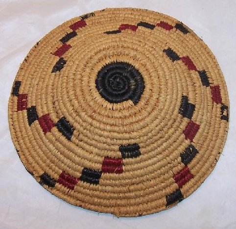 Image 2 of Apache Indian Hand Woven Sweet Grass Basket American Vintage