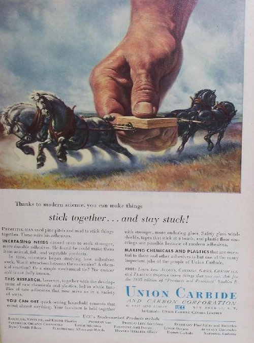 Image 3 of Union Carbide Glue Vintage Print Ad Authentic, 1955